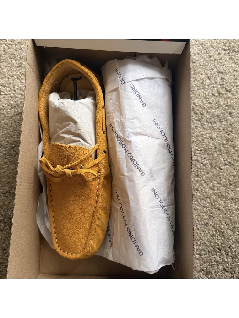 Sandro Moscoloni Hash Mustard Suede Driving Loafers | Men’s 9.5 D